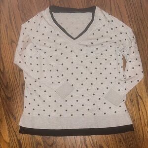 Lane Bryant V-Neck Sweater in Black and White Polka Dots